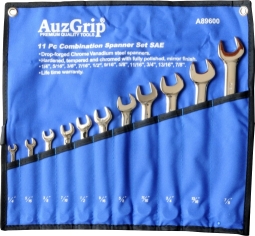 AUZGRIP - 11 PC COMBINATION SPANNER SET CRV. SAE 